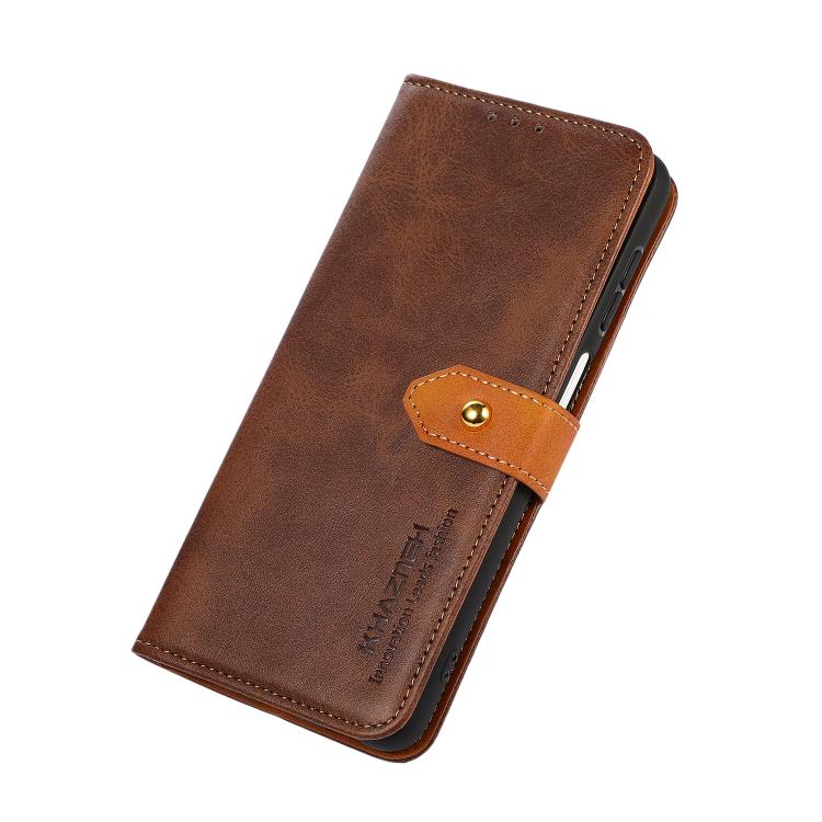Funda de piel de vacuno bicolor KHAZNEH para Samsung Galaxy A17 5G (marrón)