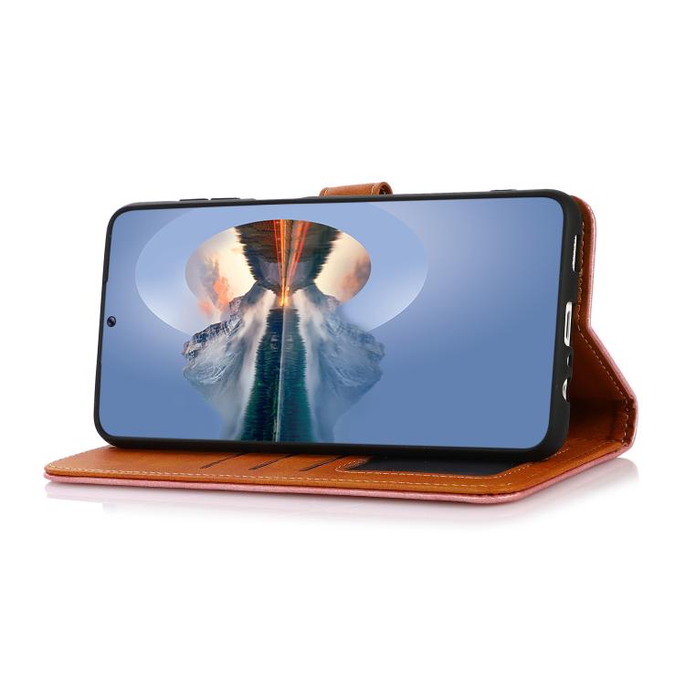 Funda de piel de vacuno bicolor KHAZNEH para Samsung Galaxy A17 5G (marrón)