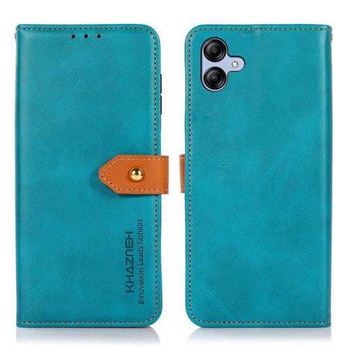 Funda de piel de vacuno bicolor KHAZNEH para Samsung Galaxy A07 5G (azul)