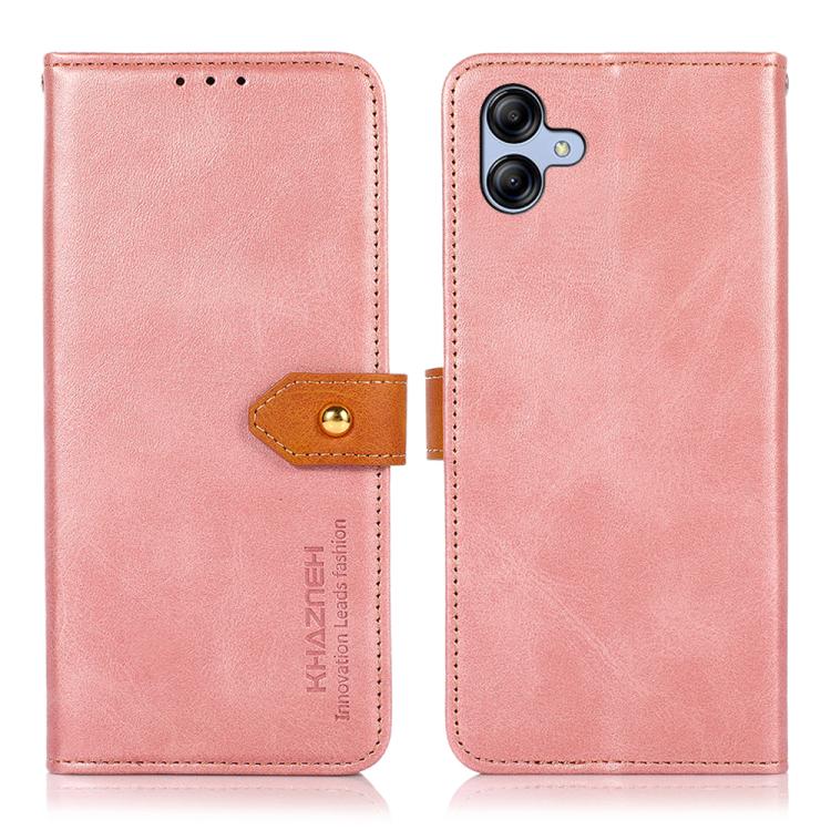 Funda de piel de vacuno bicolor KHAZNEH para Samsung Galaxy A07 5G (oro rosa)