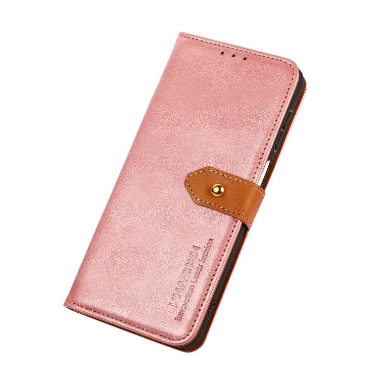 Funda de piel de vacuno bicolor KHAZNEH para Samsung Galaxy A07 5G (oro rosa)
