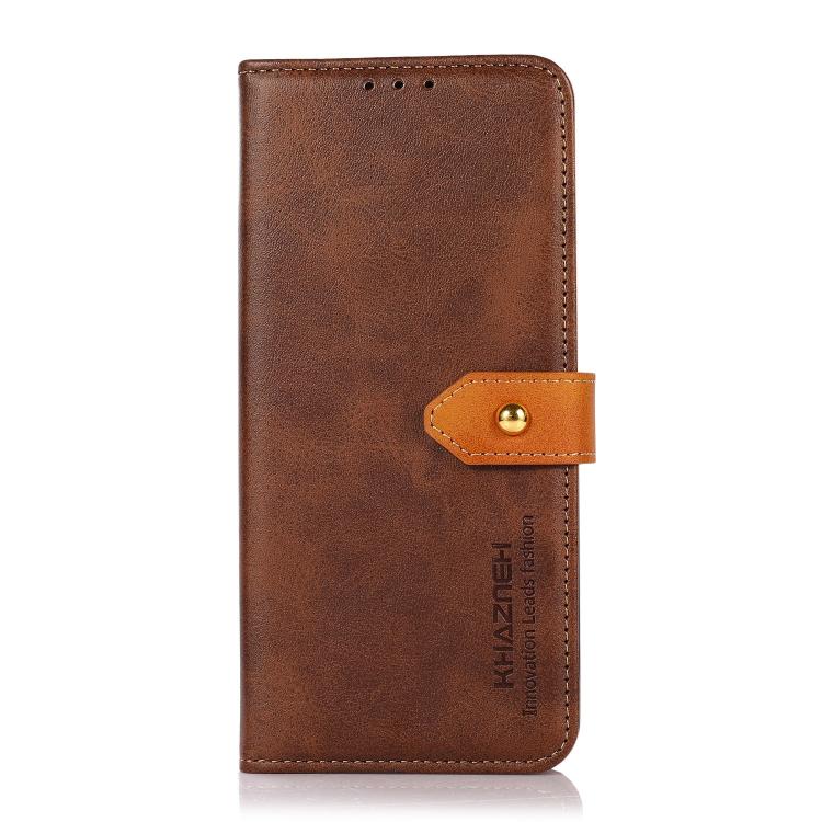 Funda de piel de vacuno bicolor KHAZNEH para Samsung Galaxy A07 5G (marrón)
