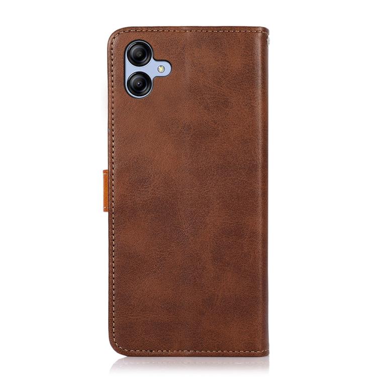 Funda de piel de vacuno bicolor KHAZNEH para Samsung Galaxy A07 5G (marrón)