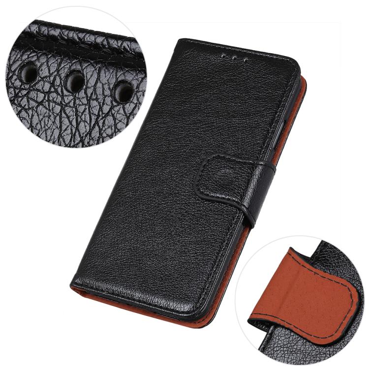 Funda de cuero con tapa horizontal y textura Nappa para Samsung Galaxy A17 5G (negra)