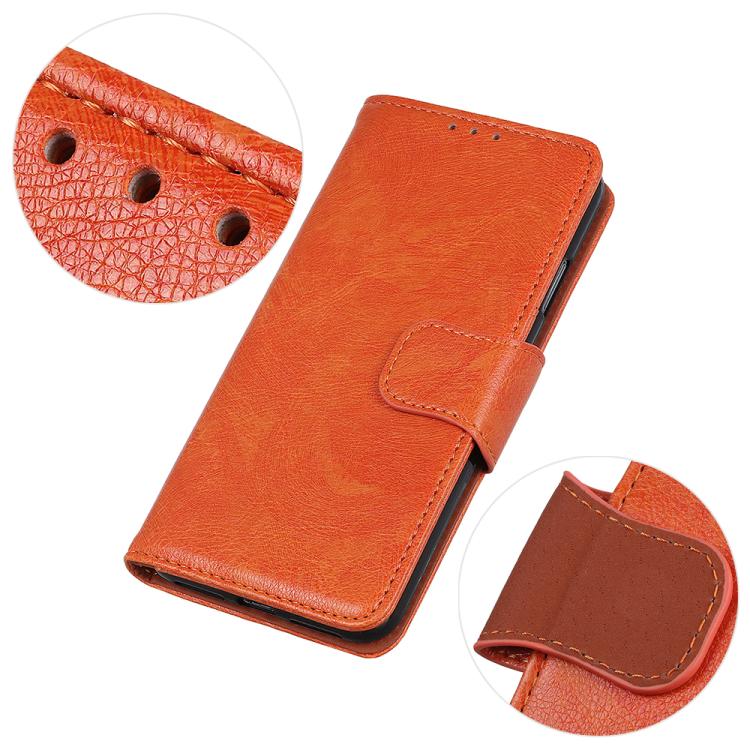 Funda de cuero con tapa horizontal y textura Nappa para Samsung Galaxy A17 5G (naranja)