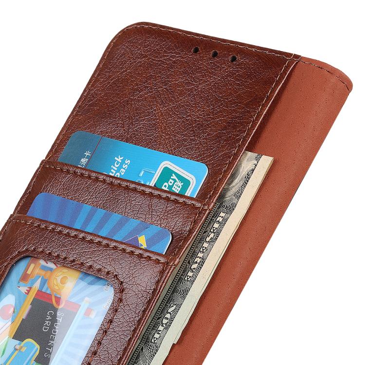 Funda de cuero con tapa horizontal y textura Nappa para Samsung Galaxy A07 5G (marrón)