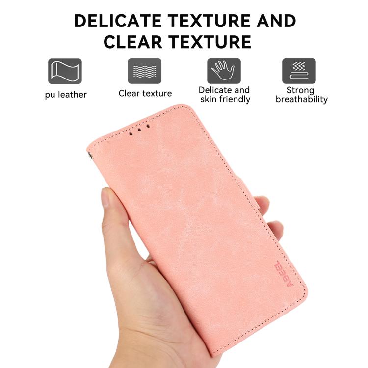 Funda de cuero magnético ABEEL con protección RFID para Samsung Galaxy A17 5G (rosa)