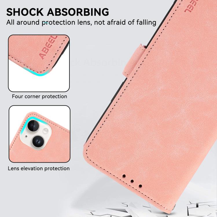 Funda de cuero magnético ABEEL con protección RFID para Samsung Galaxy A17 5G (rosa)