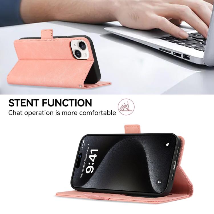 Funda de cuero magnético ABEEL con protección RFID para Samsung Galaxy A17 5G (rosa)