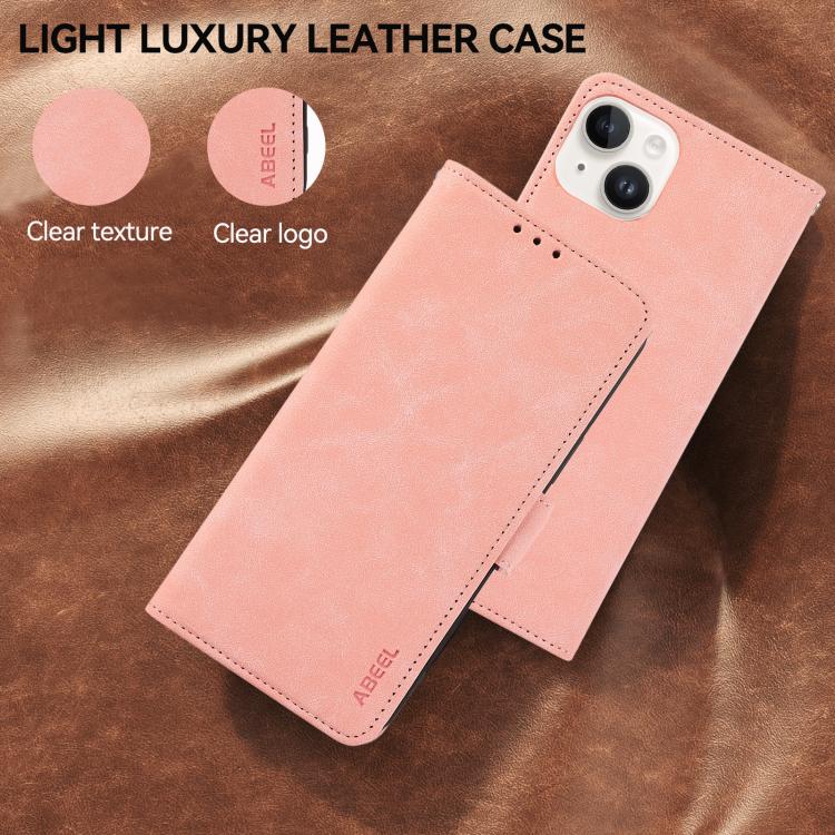 Funda de cuero magnético ABEEL con protección RFID para Samsung Galaxy A17 5G (rosa)