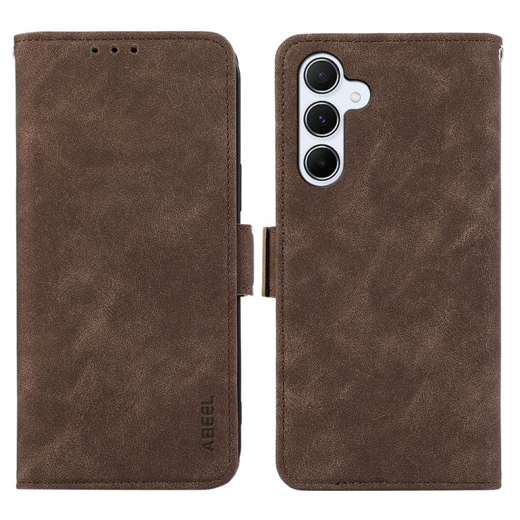 Funda de cuero magnético ABEEL con protección RFID para Samsung Galaxy A17 5G (marrón)