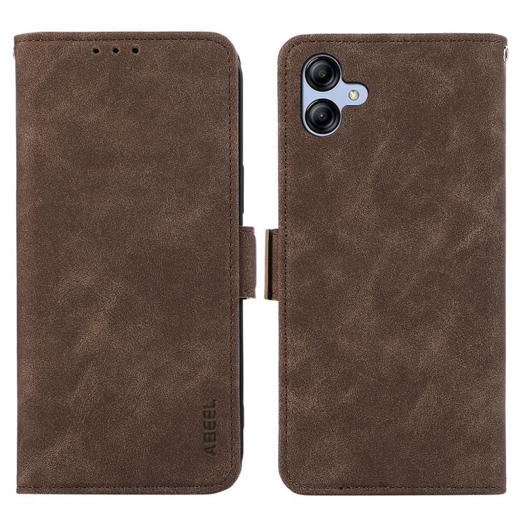 Funda de cuero magnético ABEEL con protección RFID para Samsung Galaxy A07 5G (marrón)