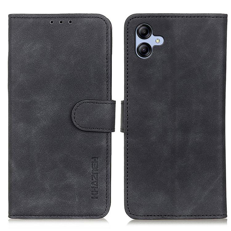 Funda de cuero con tapa horizontal y textura retro KHAZNEH para Samsung Galaxy A07 5G (negra)