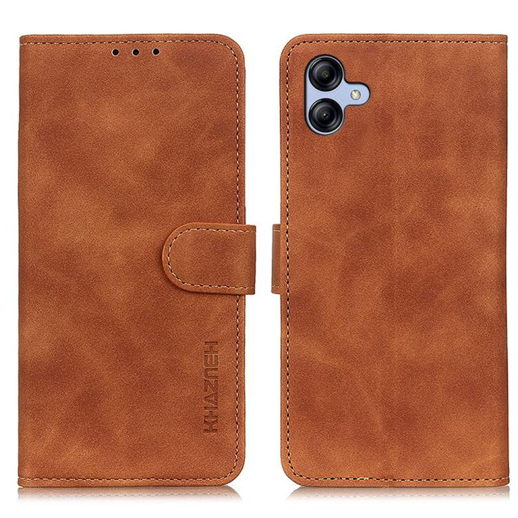 Funda de cuero con tapa horizontal y textura retro KHAZNEH para Samsung Galaxy A07 5G (marrón)