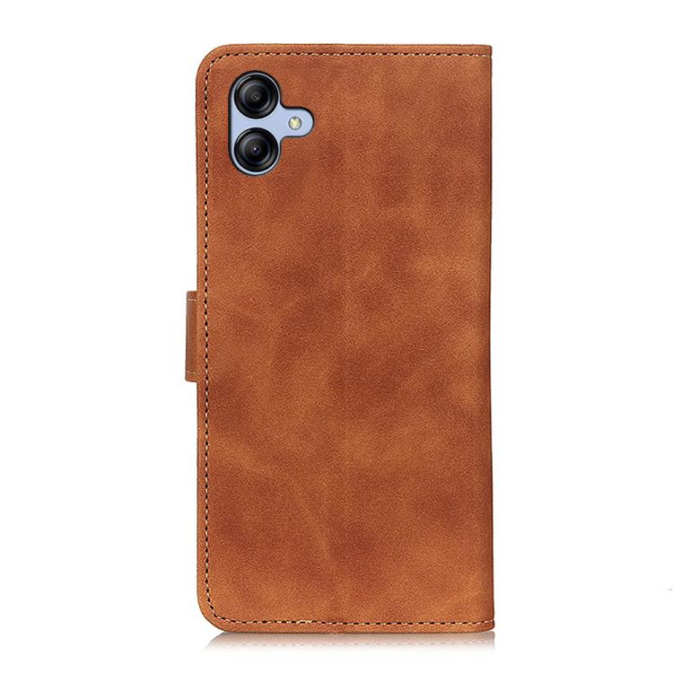 Funda de cuero con tapa horizontal y textura retro KHAZNEH para Samsung Galaxy A07 5G (marrón)