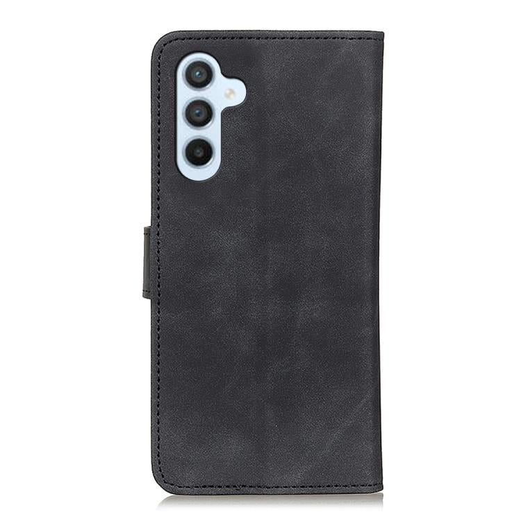 Funda de cuero con tapa horizontal y textura retro KHAZNEH para Samsung Galaxy A17 5G (negra)