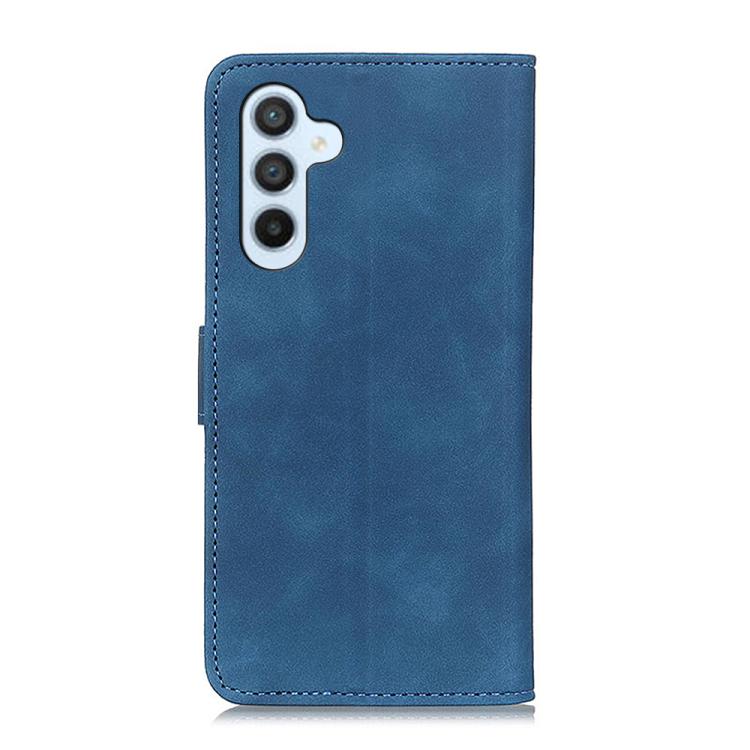 Funda de cuero con tapa horizontal y textura retro KHAZNEH para Samsung Galaxy A17 5G (azul)
