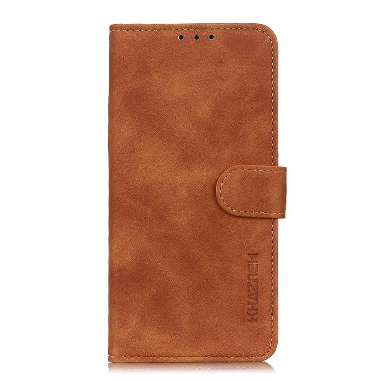 Funda de cuero con tapa horizontal y textura retro KHAZNEH para Samsung Galaxy A17 5G (marrón)