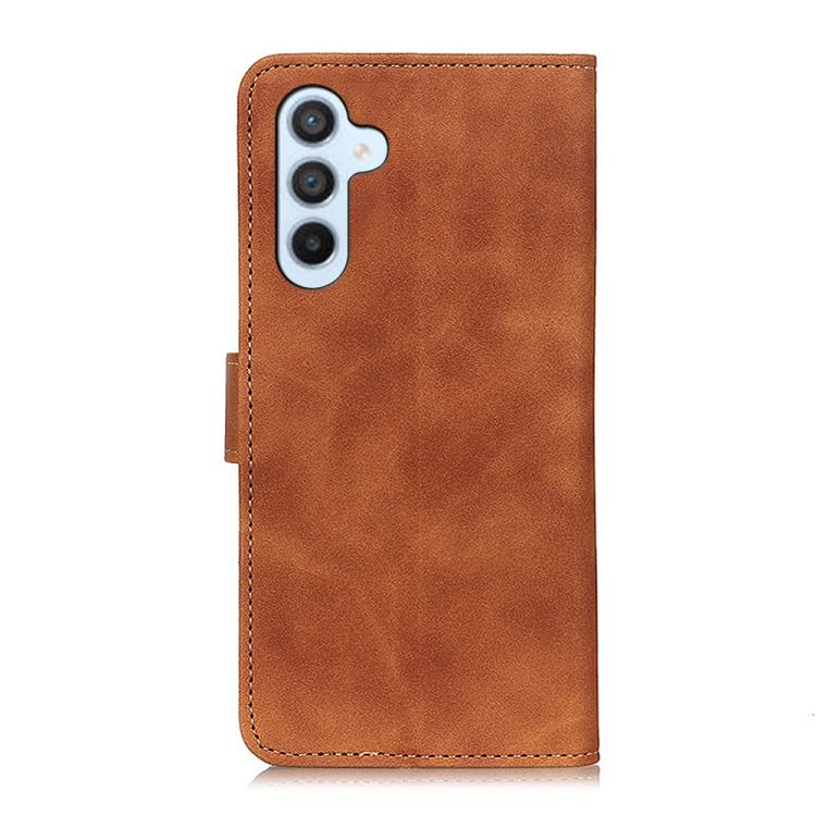 Funda de cuero con tapa horizontal y textura retro KHAZNEH para Samsung Galaxy A17 5G (marrón)