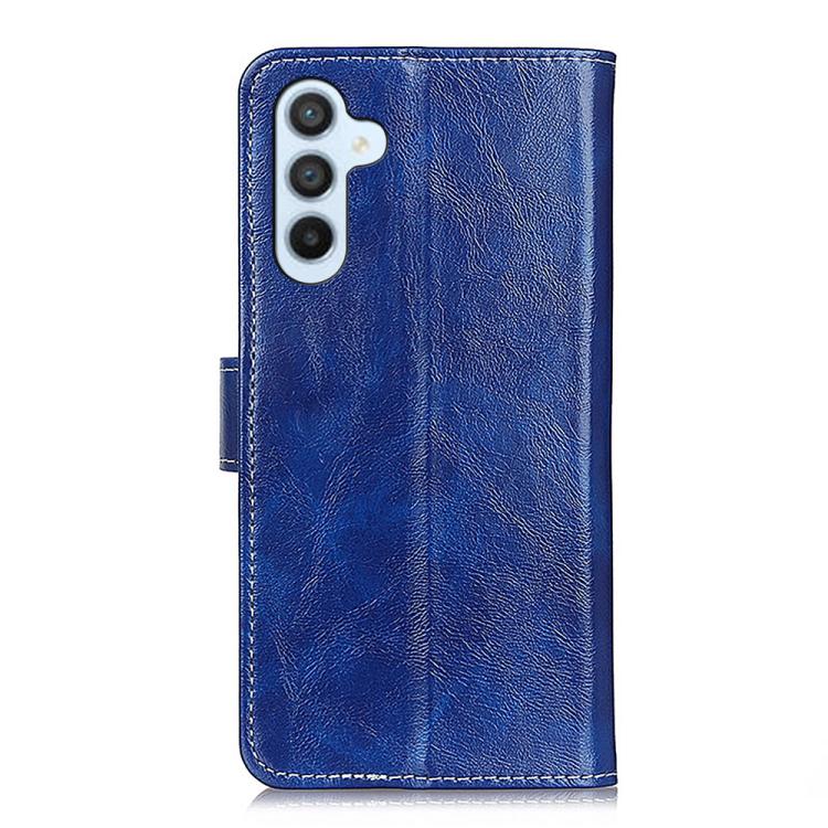 Funda de cuero con textura retro de caballo loco para Samsung Galaxy A17 5G (azul)