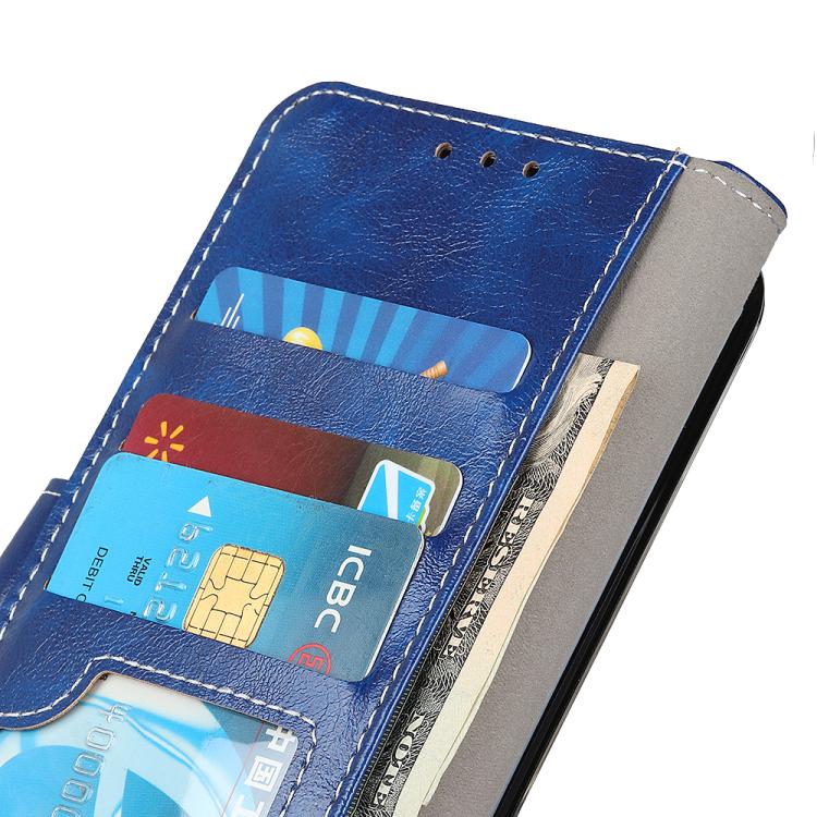 Funda de cuero con textura retro de caballo loco para Samsung Galaxy A17 5G (azul)