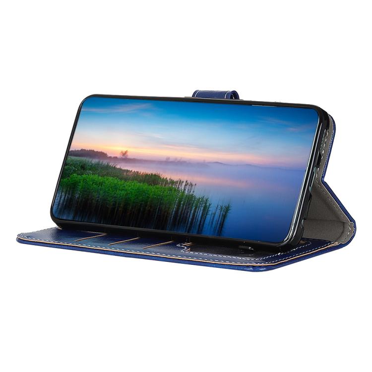 Funda de cuero con textura retro de caballo loco para Samsung Galaxy A17 5G (azul)