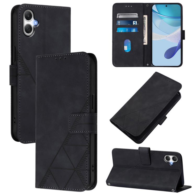 Funda de cuero con relieve 3D para Samsung Galaxy A07 4G (negra)