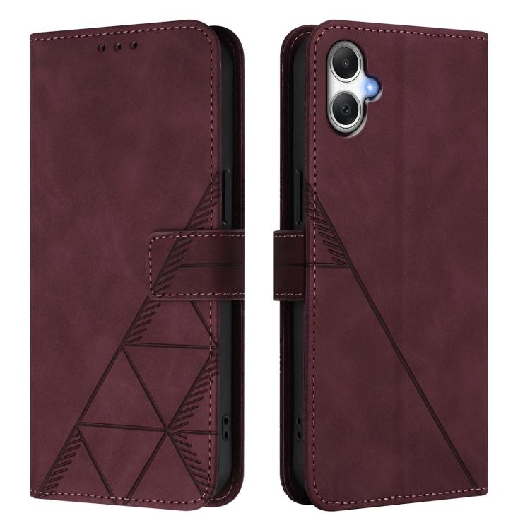 Funda de cuero con relieve 3D para Samsung Galaxy A07 4G (rojo vino)