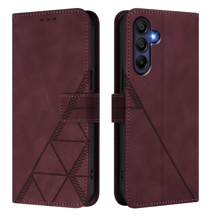 Funda de cuero con relieve 3D para Samsung Galaxy A17 5G (rojo vino)