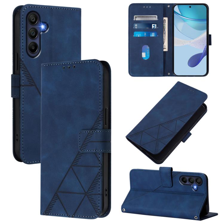 Funda de cuero con tapa y relieve 3D para Samsung Galaxy A17 5G (azul)