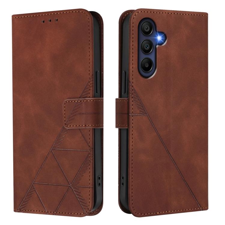 Funda de cuero con tapa y relieve 3D para Samsung Galaxy A17 5G (marrón)