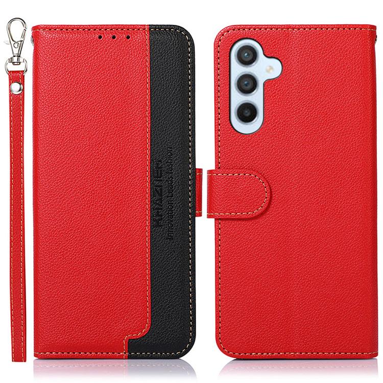 Funda de cuero con textura de lichi KHAZNEH RFID para Samsung Galaxy A17 5G (roja)