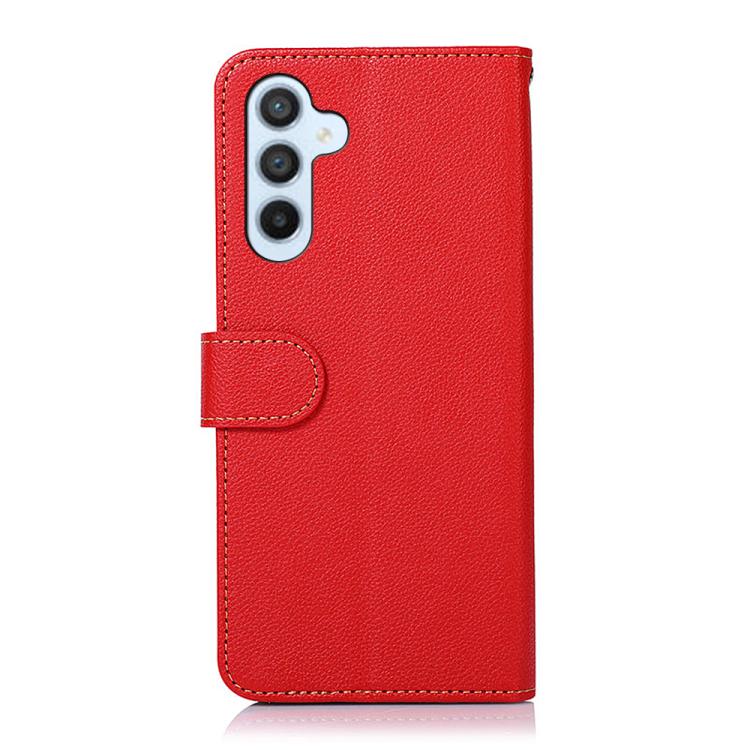 Funda de cuero con textura de lichi KHAZNEH RFID para Samsung Galaxy A17 5G (roja)