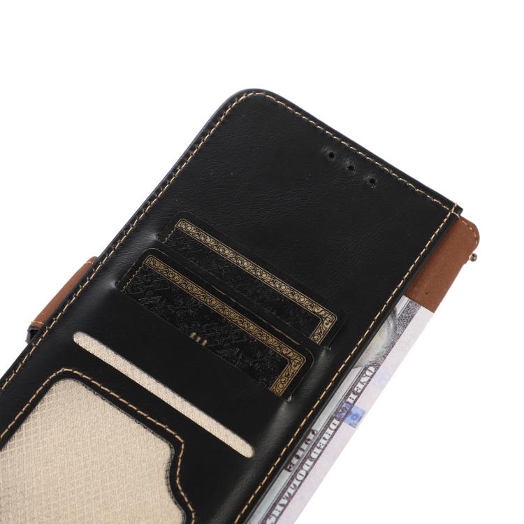 Funda magnética de cuero genuino con textura Crazy Horse RFID para Samsung Galaxy A17 5G (negra)