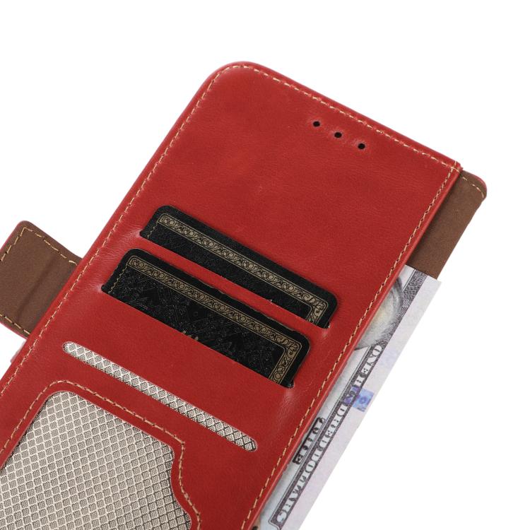 Funda magnética de cuero genuino con textura Crazy Horse RFID para Samsung Galaxy A17 5G (roja)
