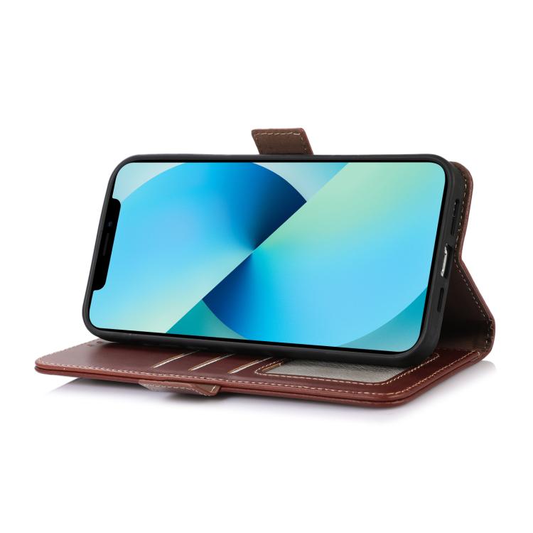 Funda magnética de cuero genuino con textura Crazy Horse y RFID para Samsung Galaxy A17 5G (marrón)