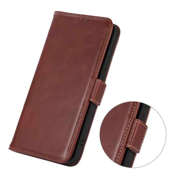 Funda magnética de cuero genuino con textura Crazy Horse y RFID para Samsung Galaxy A17 5G (marrón)