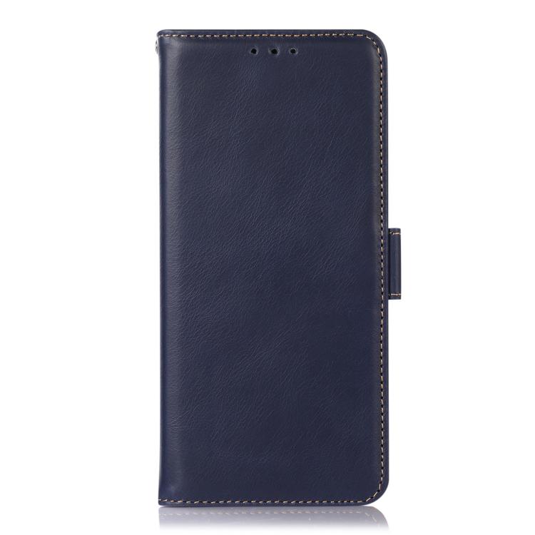 Funda magnética de cuero genuino con textura Crazy Horse RFID para Samsung Galaxy A07 5G (azul)