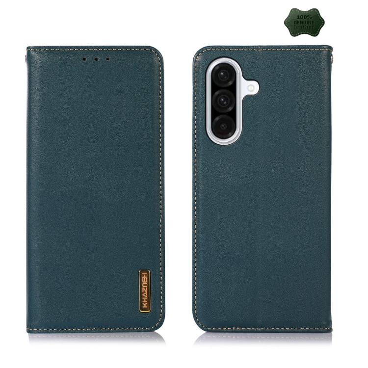 Funda de piel de vacuno KHAZNEH Nappa con capa superior para Samsung Galaxy A17 5G (verde)