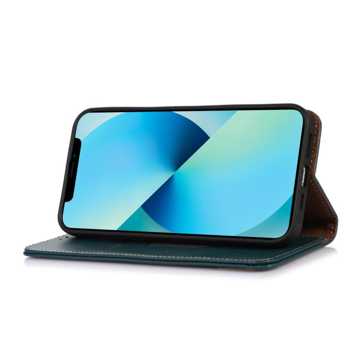 Funda de piel de vacuno KHAZNEH Nappa con capa superior para Samsung Galaxy A17 5G (verde)