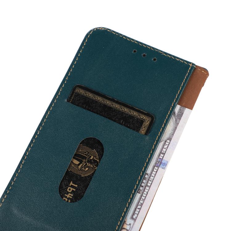Funda de piel de vacuno KHAZNEH Nappa con capa superior para Samsung Galaxy A17 5G (verde)