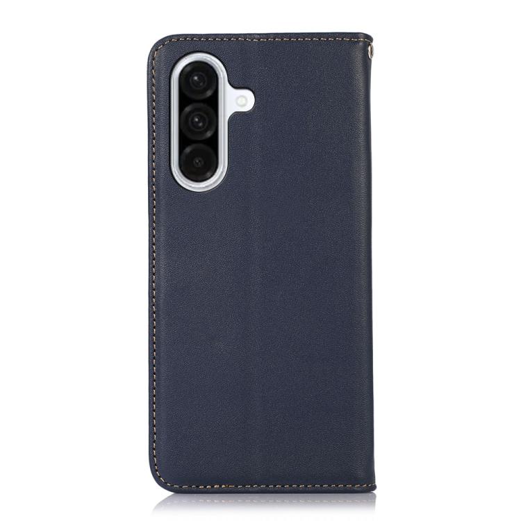 Funda de piel de vacuno KHAZNEH Nappa con capa superior para Samsung Galaxy A17 5G (azul)
