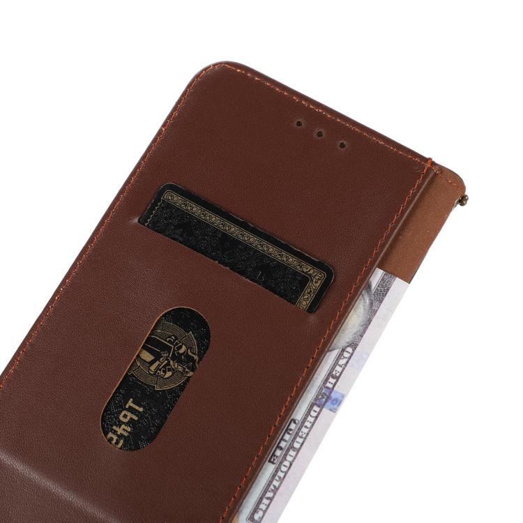 Funda de piel de vacuno KHAZNEH Nappa para Samsung Galaxy A17 5G (marrón)