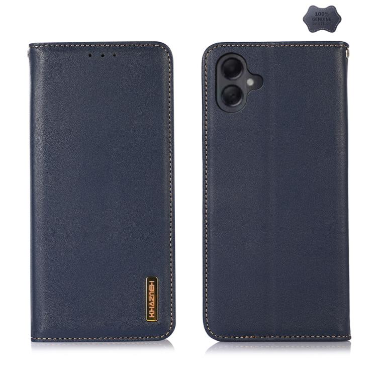 Funda de piel de vacuno KHAZNEH Nappa con capa superior para Samsung Galaxy A07 5G (azul)