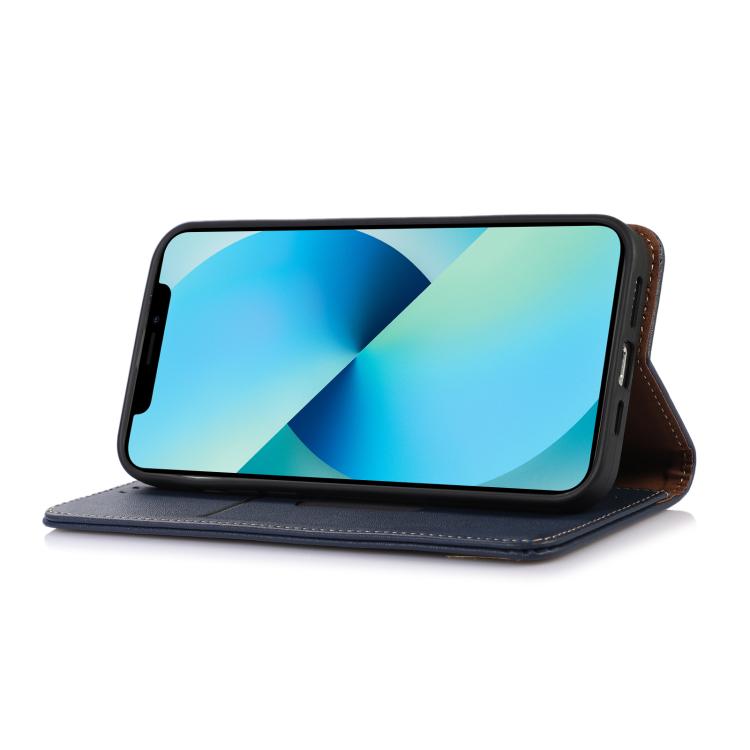 Funda de piel de vacuno KHAZNEH Nappa con capa superior para Samsung Galaxy A07 5G (azul)