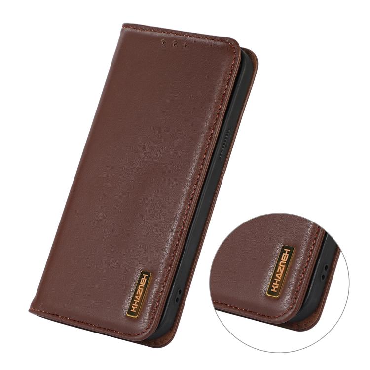 Funda de piel de vacuno KHAZNEH Nappa para Samsung Galaxy A07 5G (marrón)
