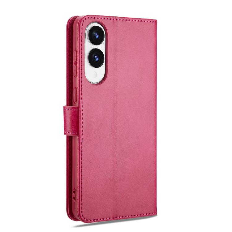 Funda LC.IMEEKE de piel con textura de becerro para Samsung Galaxy S25 Edge 5G (roja)