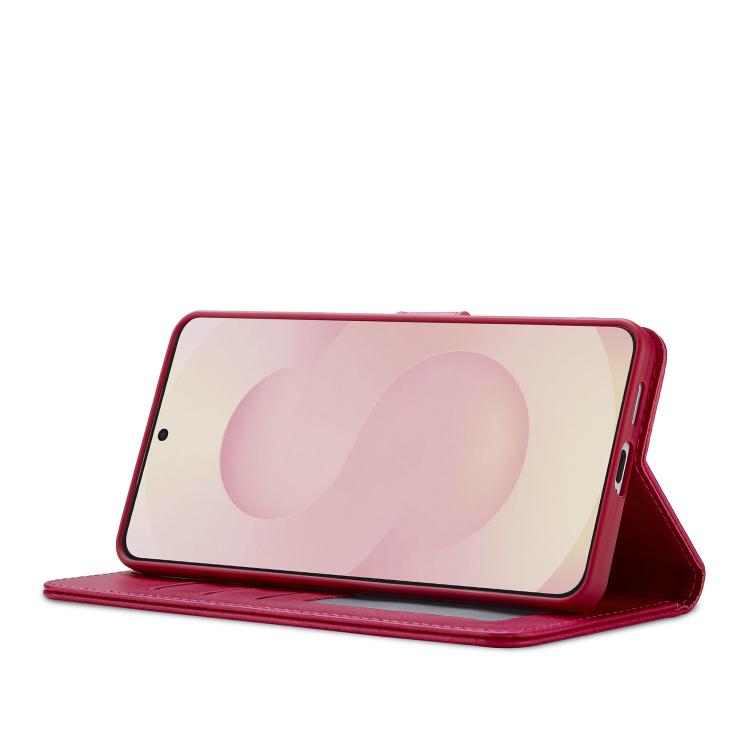 Funda LC.IMEEKE de piel con textura de becerro para Samsung Galaxy S25 Edge 5G (roja)