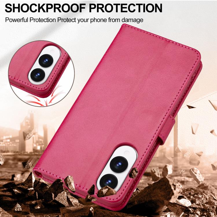 Funda LC.IMEEKE de piel con textura de becerro para Samsung Galaxy S25 Edge 5G (roja)