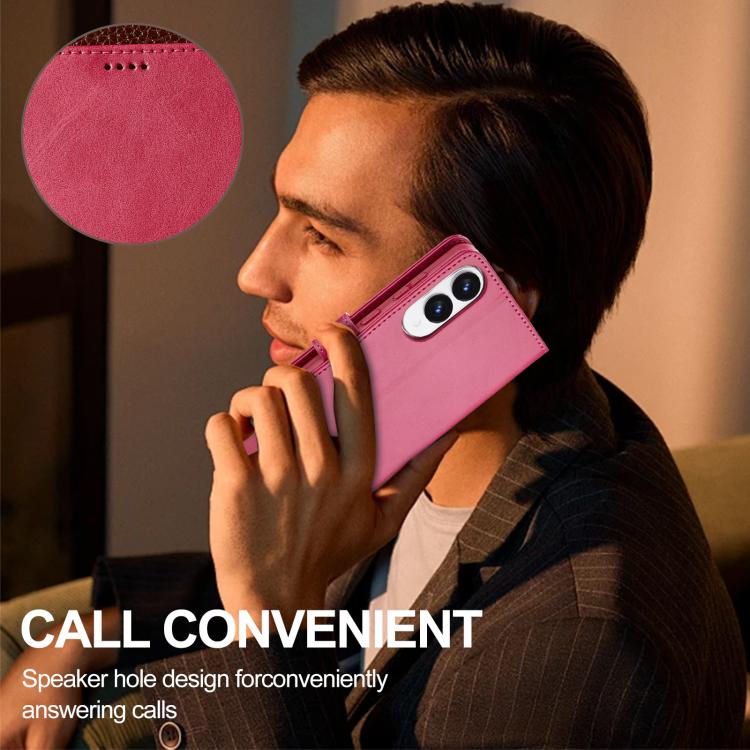 Funda LC.IMEEKE de piel con textura de becerro para Samsung Galaxy S25 Edge 5G (roja)